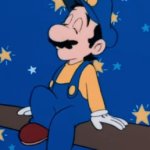 Luigi chilling on the airship meme