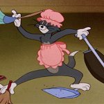 tom cat doing chore,