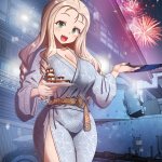 Marie enjoying the fireworks