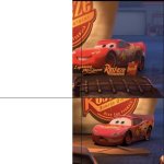 McQueen hiding behind sign then gets caught