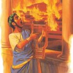 Nero while Rome burned | 🎵 Let it burn 🎶; YEAH let it burn! | image tagged in nero played the fiddle while rome burned,memes | made w/ Imgflip meme maker