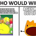 1 vs 20 | 17 people with one being able to be faster(needington) and a bunch more of them in a makeshift van; a guy made out of air | image tagged in memes,who would win,bfdi | made w/ Imgflip meme maker