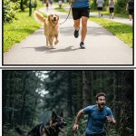 Man running with dog