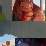 Donkey Kong Tells Off little Bill for Five Minutes | five minutes can't a stupid little Bill in black bacome little Bill? For five minutes! | image tagged in donkey kong tells off juniper montage for five minutes,mario movie,little bill,shrek,deviantart,memes | made w/ Imgflip meme maker