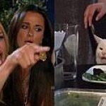 Lady screaming at cat