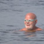 Old man swimming