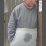 Asian guy peed pants
