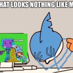Spliff Made this Ai Slop of My Character. | That Looks Nothing Like Me | image tagged in finn the shark disappointed,anti aicp,finn the shark,spliff | made w/ Imgflip meme maker