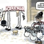 Spiderman in a nutshell | image tagged in milking the cow,spiderman,sony pictures,columbia pictures,sony,marvel | made w/ Imgflip meme maker