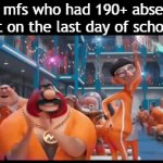 Title⁸² | How mfs who had 190+ absences act on the last day of school: | image tagged in gifs,funny,meme,memes,funny meme,relatable | made w/ Imgflip video-to-gif maker