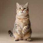 AI Generated Meme - Cat Standing up on hindpaws with front paws.