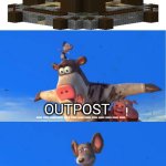 Barnyard animals about to crash into outpost Place | Outpost; Outpost | image tagged in barnyard animals about to crash into what place,deviantart,minecraft,barnyard,memes,paramount | made w/ Imgflip meme maker