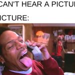 The funniest scene ever in Scary Movie | "You can't hear a picture"; The Picture: | image tagged in wazzup,scary movie | made w/ Imgflip meme maker