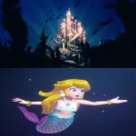 mermaid peach finds atlantica | image tagged in melody finds atlantica,atlantica,princess peach,the little mermaid,fantasy,fairy tales | made w/ Imgflip meme maker