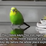 "SIX IRON INGOTS!" imagine that's what little ahh kid be yelling at the family func | Pov: Steve says "Six iron ingots" during the mc movie squared so you low-key dip before the whole place explodes | image tagged in gifs,minecraft,i am steve | made w/ Imgflip video-to-gif maker