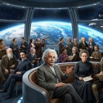 Einstein and 30 other people in space
