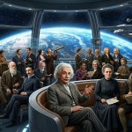 Einstein and 50 other people in space meme