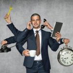 Multitasking business man