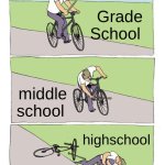 Bike Fall | Grade School; middle school; highschool | image tagged in memes,bike fall | made w/ Imgflip meme maker