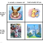 Accurate representation of Pokémon | image tagged in looks like a cinnamon roll,pokemon | made w/ Imgflip meme maker