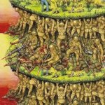 Soldiers holding up society double layer