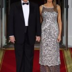 Donald Melania Trump holding hands State Dinner