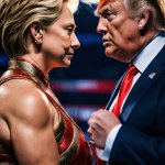 Trump vs. Hillary in a cage match - she'd win. meme