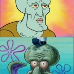 big diffrences | me at home; me at school | image tagged in memes,squidward | made w/ Imgflip meme maker