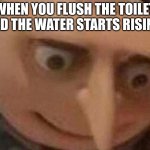 gru meme | When you flush the toilet and the water starts rising | image tagged in gru meme,funny | made w/ Imgflip meme maker