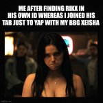 Plain black | Me after finding rikx in his own id whereas I joined his tab just to yap with my bbg xeisha | image tagged in plain black | made w/ Imgflip meme maker