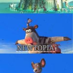 Barnyard animals about to crash into newtopia place | newtopia; newtopia | image tagged in barnyard animals about to crash into what place,deviantart,barnyard,amphibia,disney,paramount | made w/ Imgflip meme maker