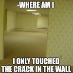 backrooms | where am i; I only touched the crack in the wall | image tagged in the backrooms | made w/ Imgflip meme maker