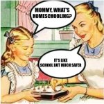 Mommy What Is Blank | Mommy, what's homeschooling? It's like school but much safer | image tagged in mommy what is blank | made w/ Imgflip meme maker