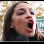 AOC mouth wide open