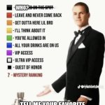 tell me and see | Who? Tell me your favorite character from Any show/Movie | image tagged in see if your allowed in | made w/ Imgflip meme maker