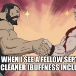 Jk I actually don’t talk to people irl | Me when I see a fellow septic tank cleaner (buffness included) | image tagged in armstrong handshake | made w/ Imgflip meme maker