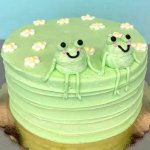 Frog cake holding hands