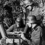Nazi soldiers on enigma machine