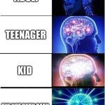 Expanding Brain Meme | Adult; Teenager; Kid; THE NOT BORN BABY | image tagged in memes,expanding brain | made w/ Imgflip meme maker