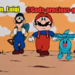 Luigi, GPG, and 7OwO shared announcement temp meme