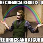 Joker Rainbow Hands | THE CHEMICAL RESULTS OF PEE,DRUGS AND ALCOHOL | image tagged in memes,joker rainbow hands | made w/ Imgflip meme maker