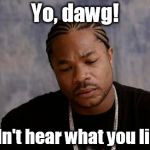 No user-selectable tag for Zxibit yet? | Yo, dawg! I didn't hear what you liked. | image tagged in memes,xzibit | made w/ Imgflip meme maker