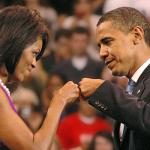 Michelle and Barak Obama fist bump