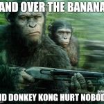 Donkey Kong Country: Tropical Warefare | HAND OVER THE BANANAS AND DONKEY KONG HURT NOBODY. | image tagged in donkey kong country tropical warefare | made w/ Imgflip meme maker