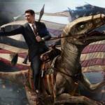 Random president riding raptor