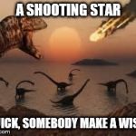 Dinosaurs | A SHOOTING STAR QUICK, SOMEBODY MAKE A WISH! | image tagged in dinosaurs | made w/ Imgflip meme maker