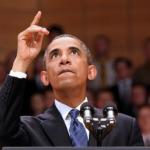 Obama pointing up