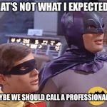 Batman and Robin | THAT'S NOT WHAT I EXPECTED. MAYBE WE SHOULD CALLA PROFESSIONAL. | image tagged in batman and robin | made w/ Imgflip meme maker