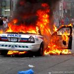 burning cop car