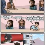 Democrat Boardroom Suggestion | ALRIGHT, HOW SHOULD WE RESPOND TO THE FERGUSON VERDICT? SUPPORT THE RIOTS CALL THE EVIDENCE RACIST UPHOLD THE COURT'S VERDICT AND STOP EXPLO | image tagged in democrat boardroom suggestion,boardroom meeting suggestion,ferguson,democrats | made w/ Imgflip meme maker